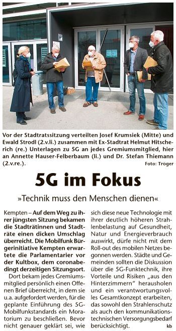 Übergabe des "Offenen Briefes" an den Kemptener Stadtrat Übergabe 5G-Moratorium